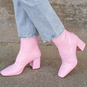 Julesa Pink Patent Square Toe Mid-Calf Boots